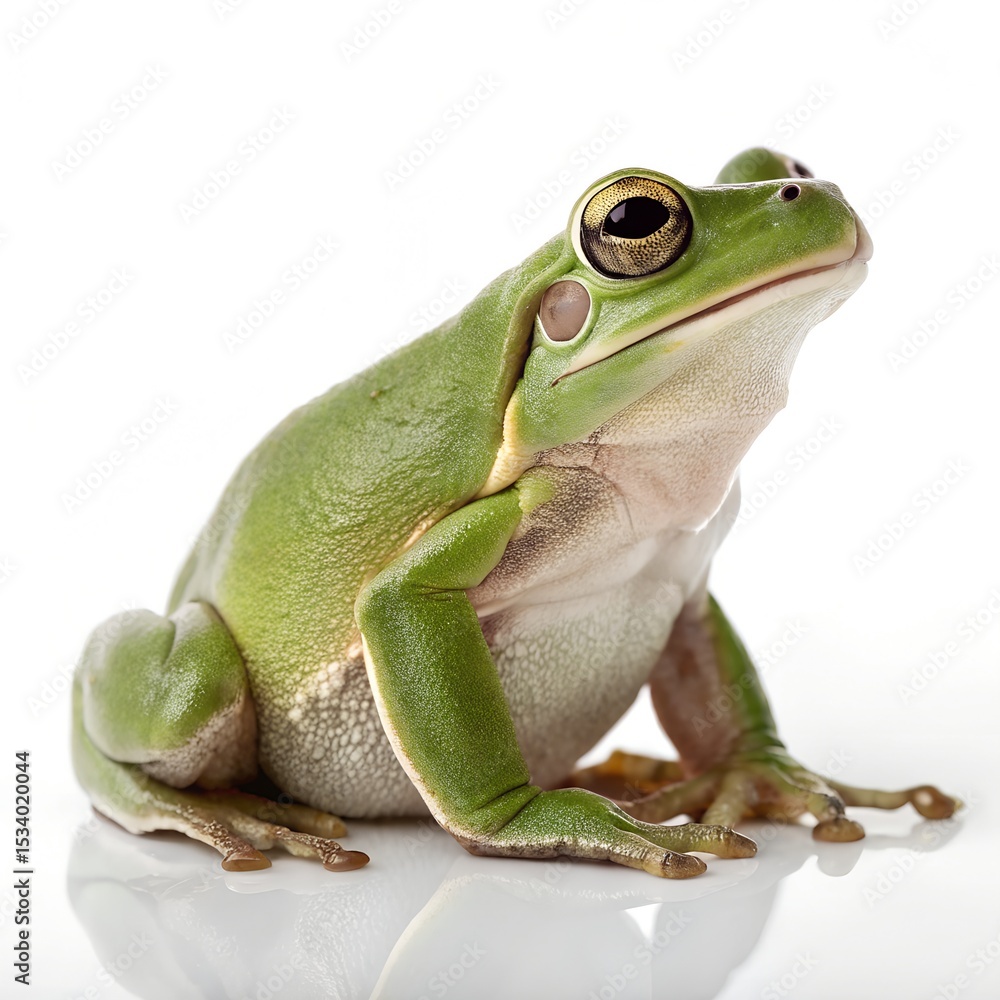 Fototapeta premium Green Frog – Full View Isolated on Pure White Background