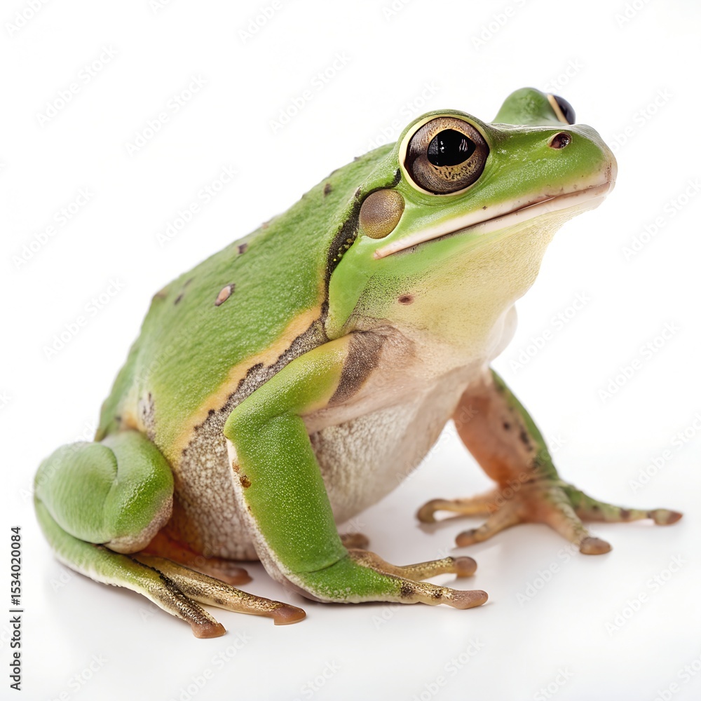 Fototapeta premium Green Frog – Full View Isolated on Pure White Background