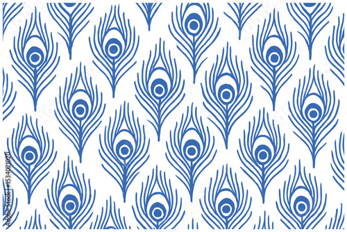 Elegant peacock feather vector pattern background