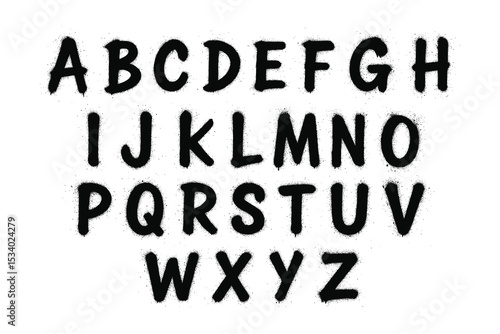 Spray paint alphabet vector set isolated on white background