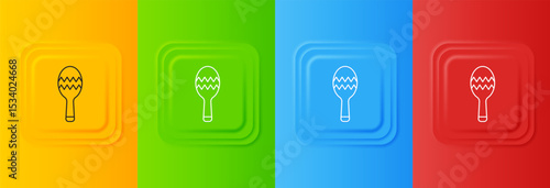 White Maracas icon isolated on colorful background. Music maracas instrument mexico. Set icons in square buttons. Vector