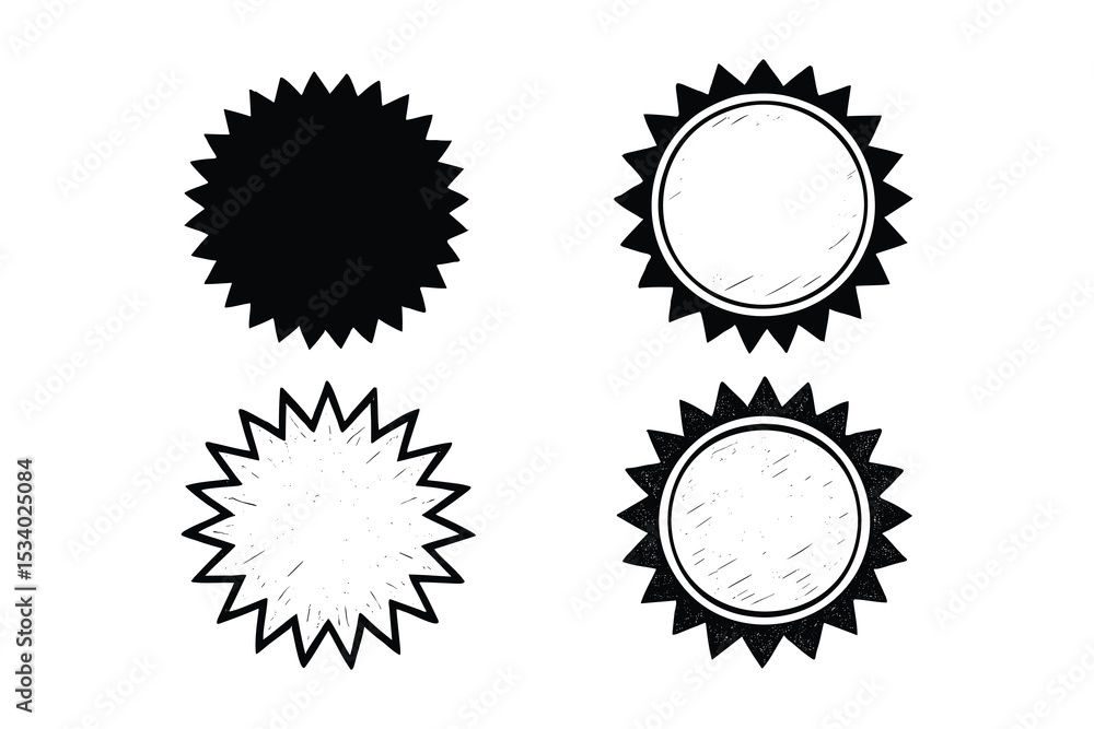 Fototapeta premium A starburst vector set illustration with decorative sunburst design.