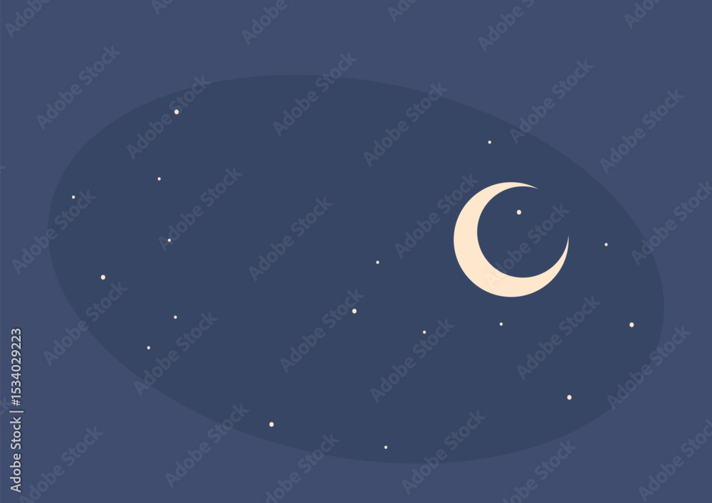 Naklejka premium starry night landscape background vector illustration