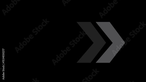 Right-directional arrow loop animation. Arrow moving right on black background. Animated arrows for the overlay video layer.