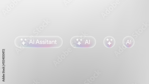 AI Assitant button. Rewrite prompt pushbutton. Generate artificial intelligence toggle. LLM magic stars logo. Machine learning text generator. Chatbot assistant. UI design. Vector illustration. 