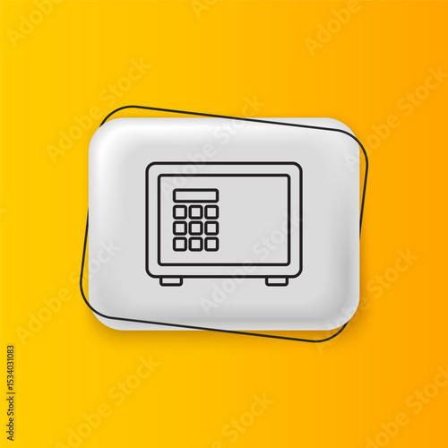 Black Safe icon isolated on yellow background. The door safe a bank vault with a combination lock. Reliable Data Protection. Silver rectangle button. Vector
