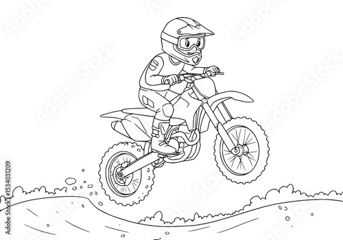 motocross race illustration. coloring book for kids