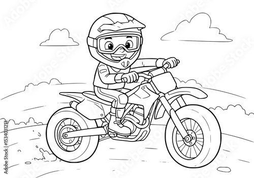 motocross race illustration. coloring book for kids