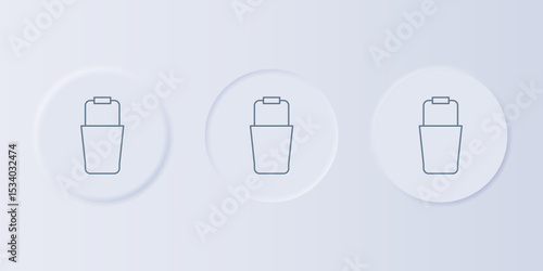 Grey Sauna bucket icon isolated on grey background. Set icons in square buttons. Vector