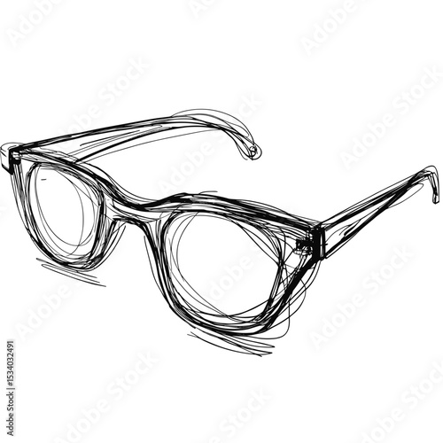 Outline drawing of stylish eyeglasses with modern design  
