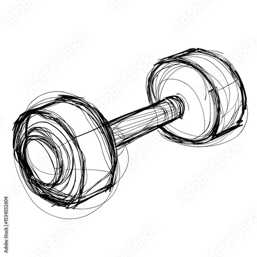 Sketch of a single dumbbell on a white background  