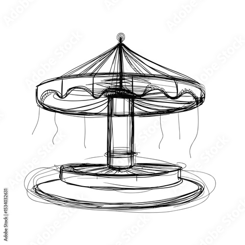 Sketch of a carousel amusement ride in a minimalist style  