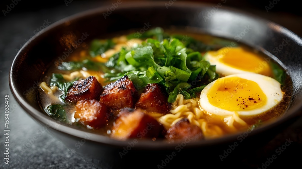 Ramen noodle soup with marinated soft boiled eggs Ramen noodle soup with marinated soft boiled eggs