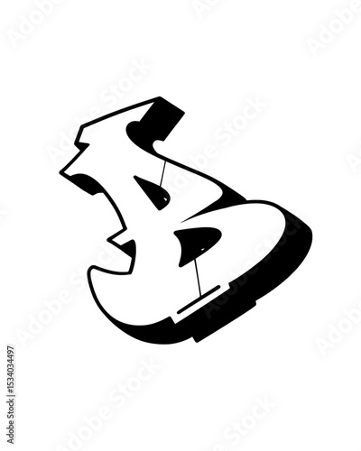 letter B in graffiti style