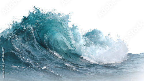 Fototapeta Naklejka Na Ścianę i Meble -  Dramatic ocean wave crashing against isolated backdrop capturing power and beauty of nature's force realistic rendered sea surge