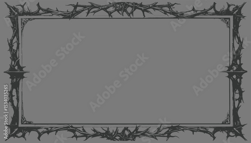 thorn frame with black and white background for metal frame horror frame 