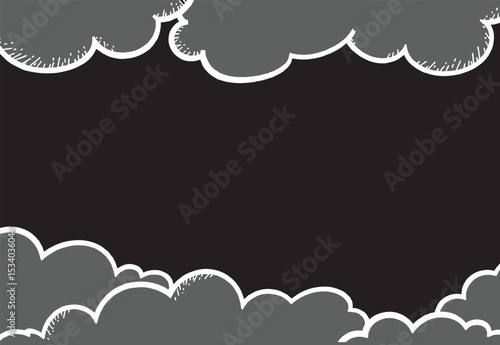 vector illustration of a frame surrounded with clouds transparent cartoon cloud penncil art cloud frame grey