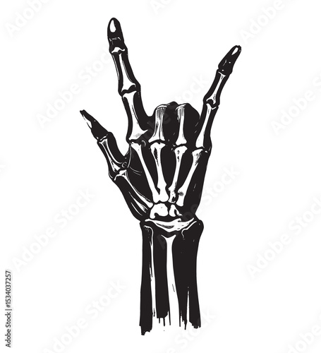 skeleton hand sign rock and roll illustration , hand sign sekeleton