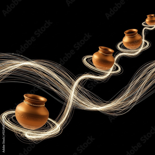 Golden Pots Floating on Lig...
