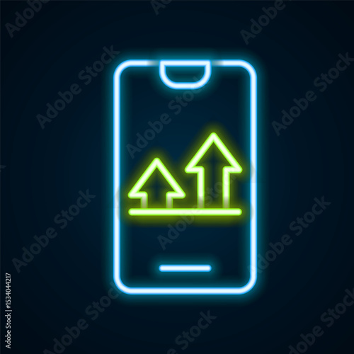 Glowing neon line Online sports betting icon isolated on black background. Sport bet bookmaker. Betting online make money. Colorful outline concept. Vector