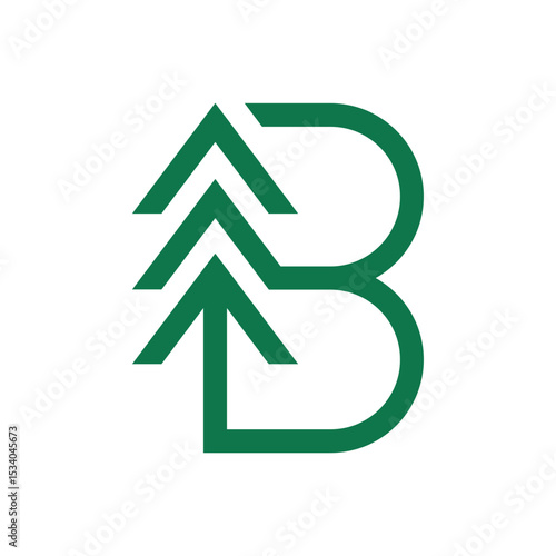 Creative Pine Tree with Letter B Logo design.