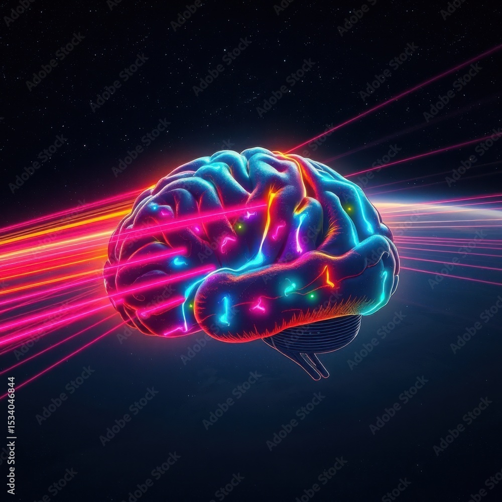 Futuristic Glowing Brain with Neural Activity and Cosmic Energy – Sci-Fi Neural Network, Futuristic Glowing Brain with Neural Activity and Cosmic Energy – Sci-Fi Neural Network,