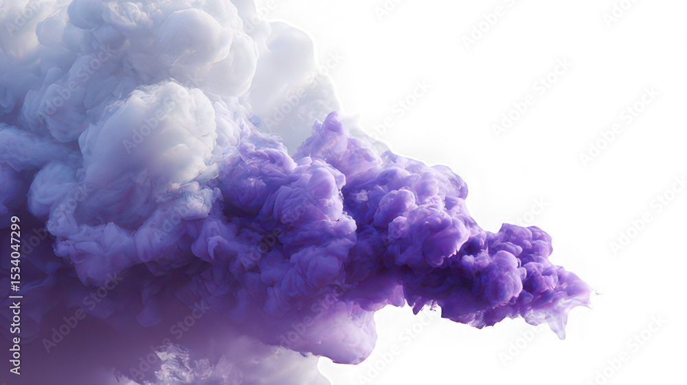 Fototapeta premium Purple smoke cloud, isolated transparency background