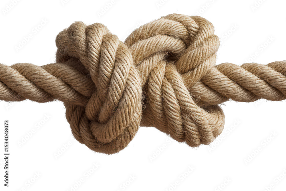 Strength in simplicity demonstrated through an isolated close-up of a complex rope knot crafted with natural fibers Strength in simplicity demonstrated through an isolated close-up of a complex rope knot crafted with natural fibers