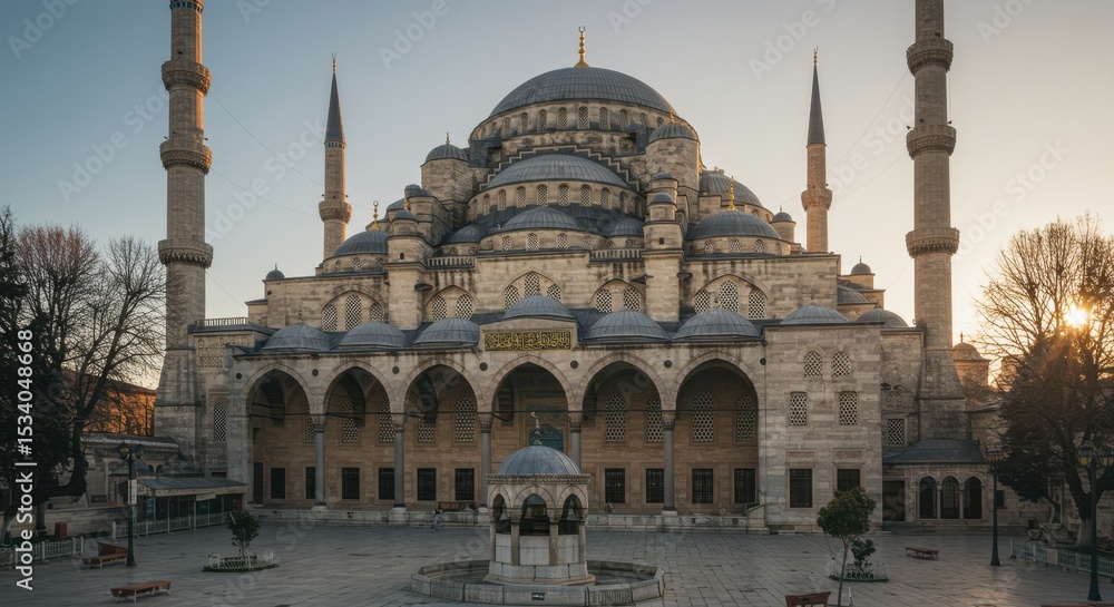 Obraz premium Majestic Sultan Ahmed Mosque at Sunrise