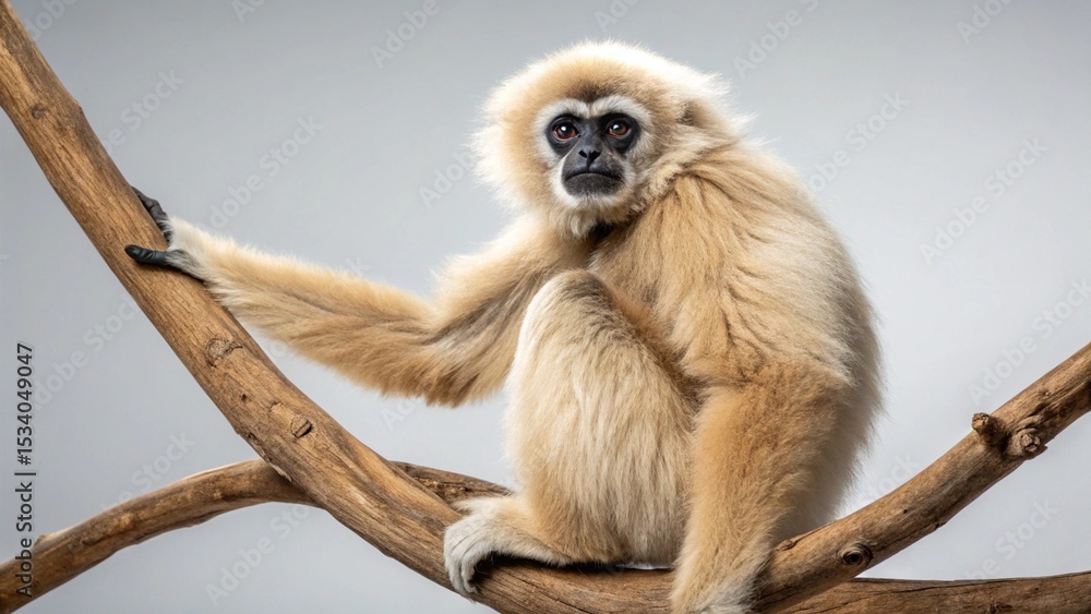 Fototapeta premium Gibbon on studio background