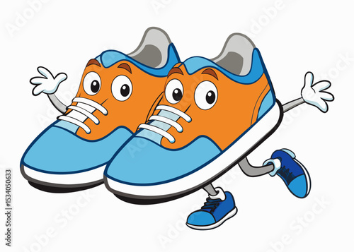 Running shoes or sneakers vector Cartoon illustration