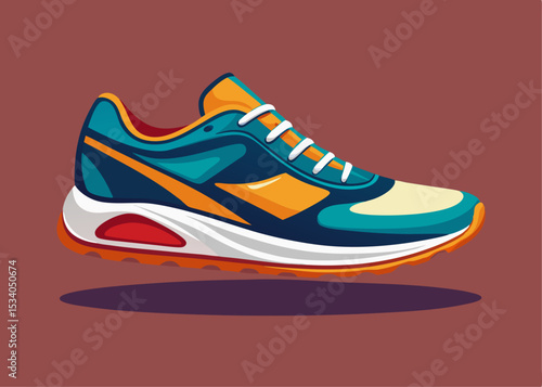 Running shoes or sneakers vector Cartoon illustration