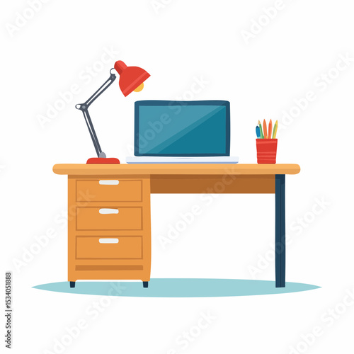 3d render of a computer desk