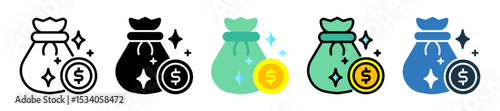 Money Bag icon multiple style 