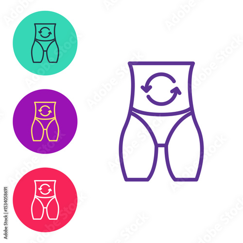 Set line Metabolism of human organism icon isolated on isolated on white background. Digestion, metabolic system and hormones concept. Set icons colorful. Vector