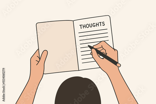 Person journaling thoughts as mental health reflection and expressive practice