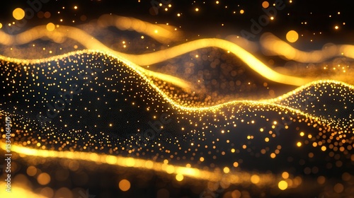 Abstract golden particles wave design