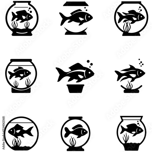 A vector set of various tetra species silhouettes for identification
