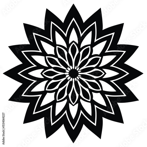 Elegant Black and White Mandala Design Intricate Floral Pattern for Art and Decor