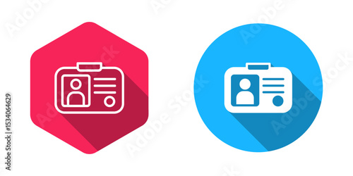 Filled and outline Taxi driver license icon isolated with long shadow background. Vector