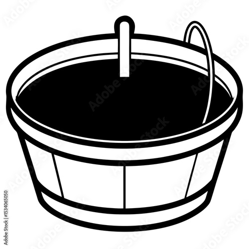 Water Trough Vector Illustration | Generative AI & Linocut Silhouette Design