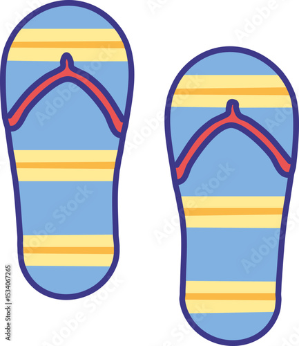 Tongs d’été en bleu et jaune