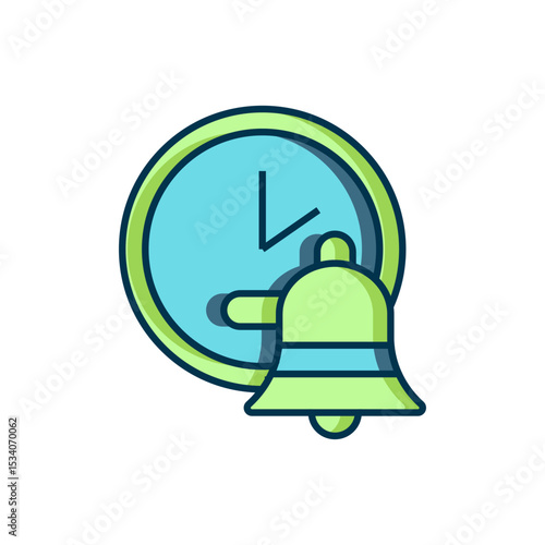 Filled outline Alarm clock icon isolated on white background. Wake up, get up concept. Time sign. Flat filled outline style with shadow. Vector