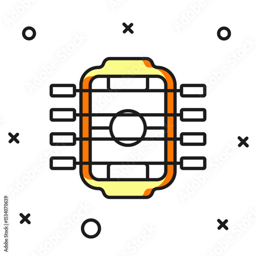 Filled outline Table football game hobby or leisure icon isolated on white background. Sport team football players. Flat filled outline style with shadow. Vector