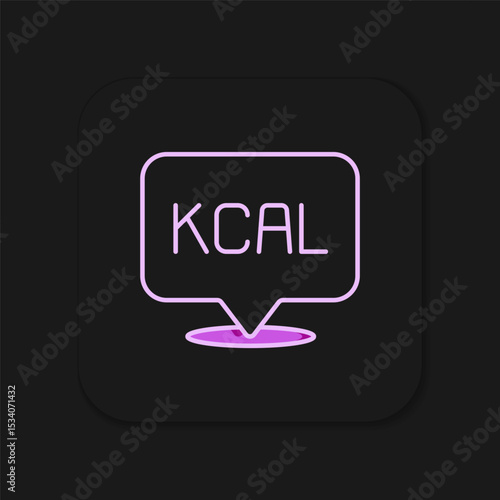 Filled outline Kcal icon isolated on isolated on black background. Health food. Flat filled outline style with shadow. Vector