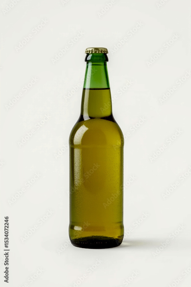 Standing view of unlabeled green smoky bottle with liquid, perfect for alcohol packaging mockup Standing view of unlabeled green smoky bottle with liquid, perfect for alcohol packaging mockup
