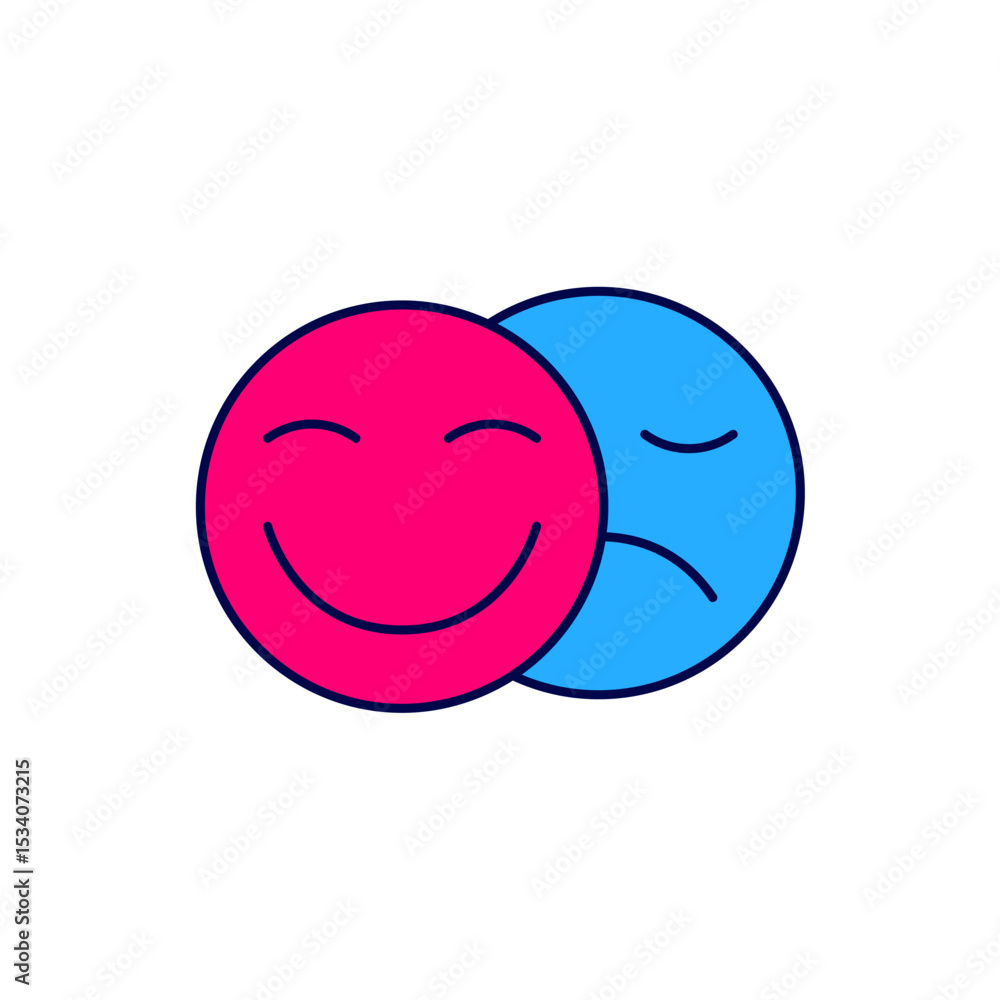 Fototapeta premium Filled outline Comedy and tragedy theatrical masks icon isolated on white background. Vector