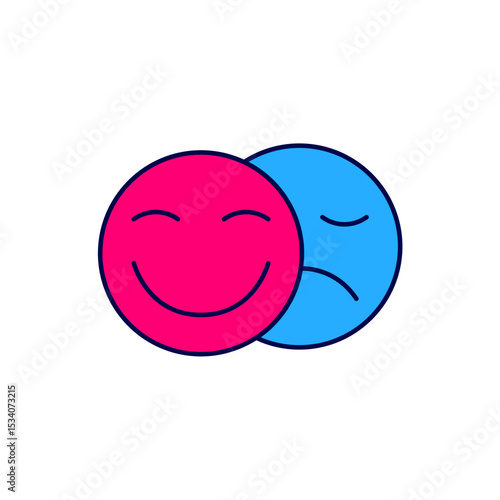 Filled outline Comedy and tragedy theatrical masks icon isolated on white background. Vector
