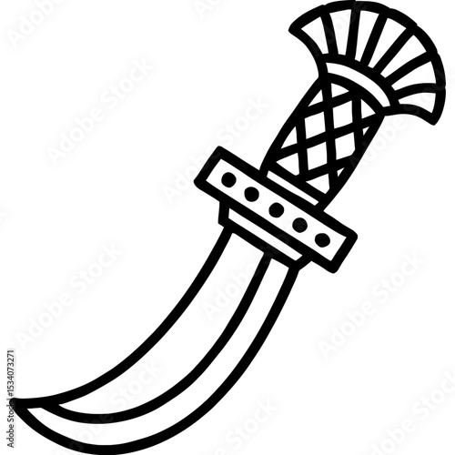 Outline icon of a ritual knife with ornate hilt