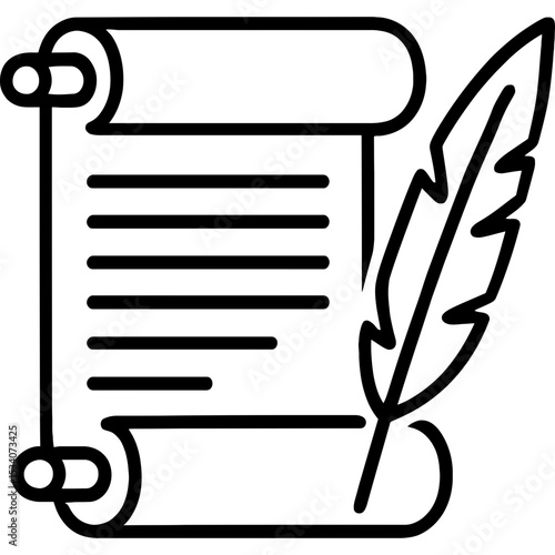 Papyrus scroll with quill icon